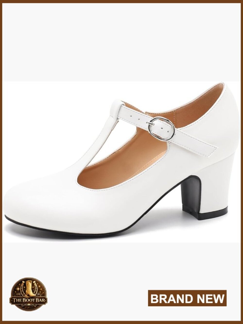 T-Strap Mary Jane Block Heel Pumps Chunky Heel Dress Shoes Round Toe